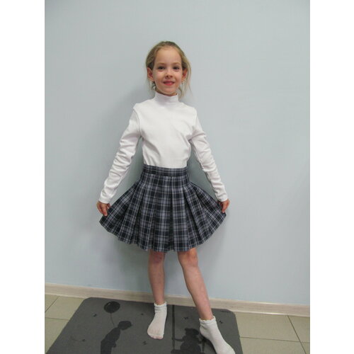 фото Школьная юбка классики, размер 38+5, голубой, серый