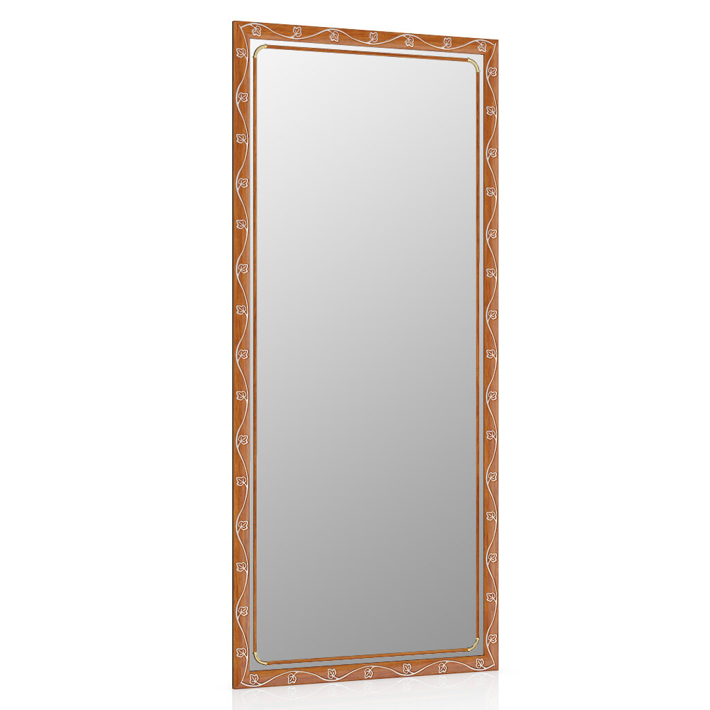 Зеркало 119С орех Т2, орнамент цветок, ШхВ 45х100 см, зеркала для офиса, прихожих и ванных комнат, горизонтальное или вертикальное крепление