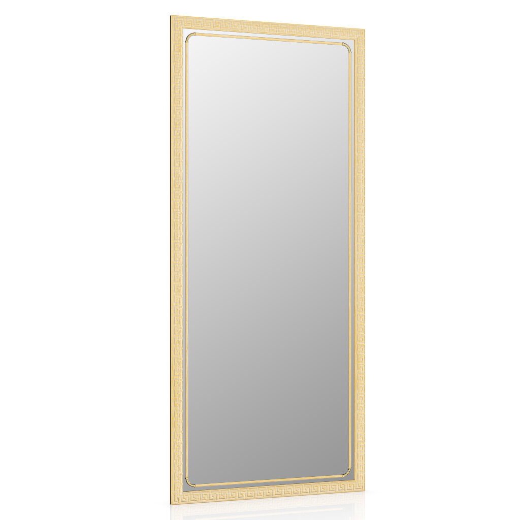 Зеркало 119С дуб, греческий орнамент, ШхВ 45х100 см, зеркала для офиса, прихожих и ванных комнат, горизонтальное или вертикальное крепление