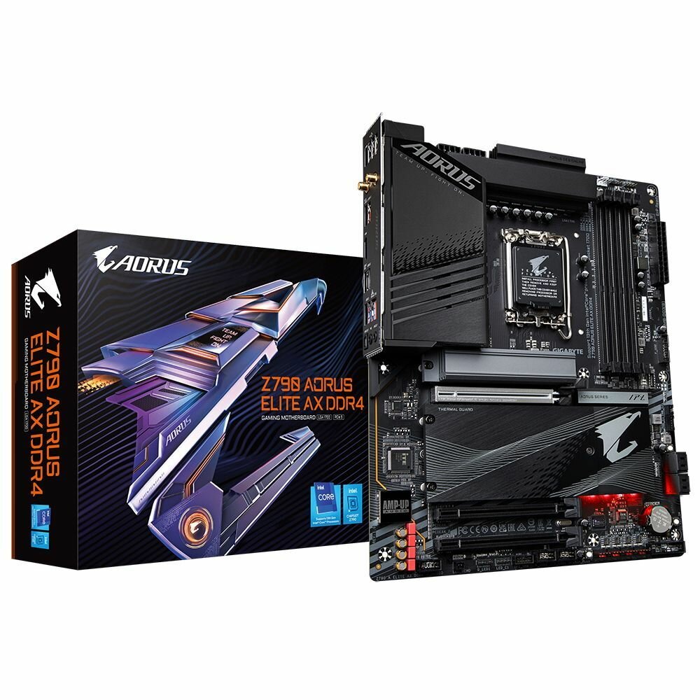 Материнская плата Gigabyte Z790 AORUS ELITE AX DDR4, Socket 1700, IntelZ790, 4xDDR4-3200, ATX, RTL