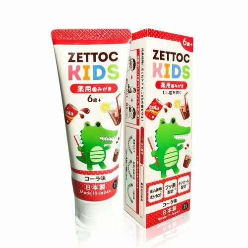 NIPPON ZETTOC Японская зубная паста детская с фтором ZETTOC KIDS 6+ лет (вкус колы), 70 гр