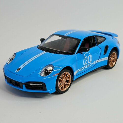 Машина игрушка металлическая инерционная Porsche 911 Turbo S Blue / Машинка Порше Голубая 1:24