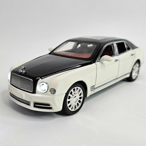 Машина игрушка металлическая инерционная Bentley Mulsanne White / Бентли белый 1:24