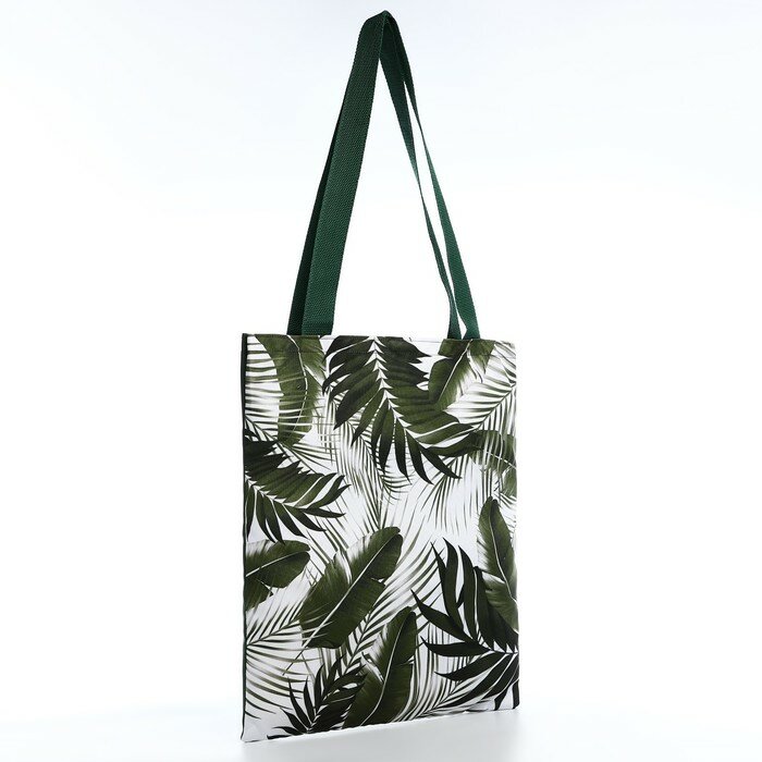 фото Сумка шоппер «Тропики» 35х0.5х40 см, отд без молнии, без подклада, зеленая