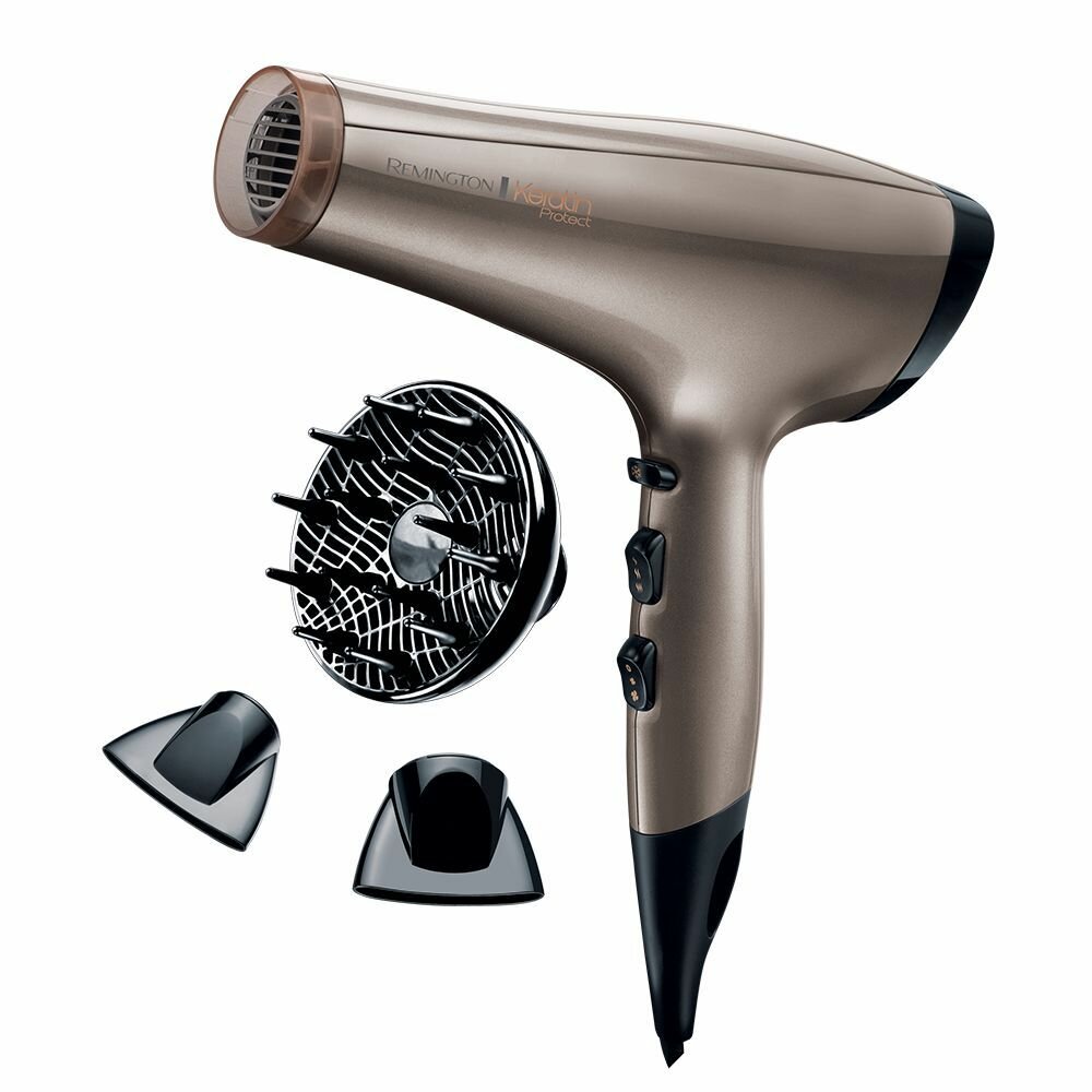 Обзор: Фен для волос Remington Keratin Protect AC8002, мощность 2200 Вт, 2 скорости, 3 температурных режима, Ионизация, Диффузор
