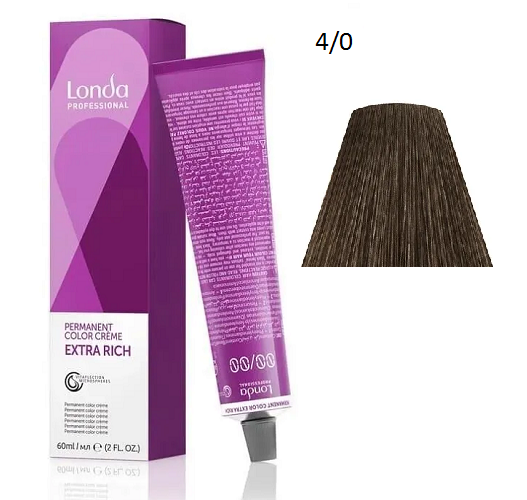 Стойкая крем-краска LONDACOLOR 4/0, 60 мл
