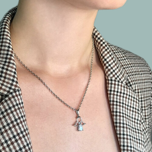 фото Подвеска серебряная женская "ангел" на шею серебряная с золочением православный ювелирный оберег ручной работы серебро 925 vitacredo