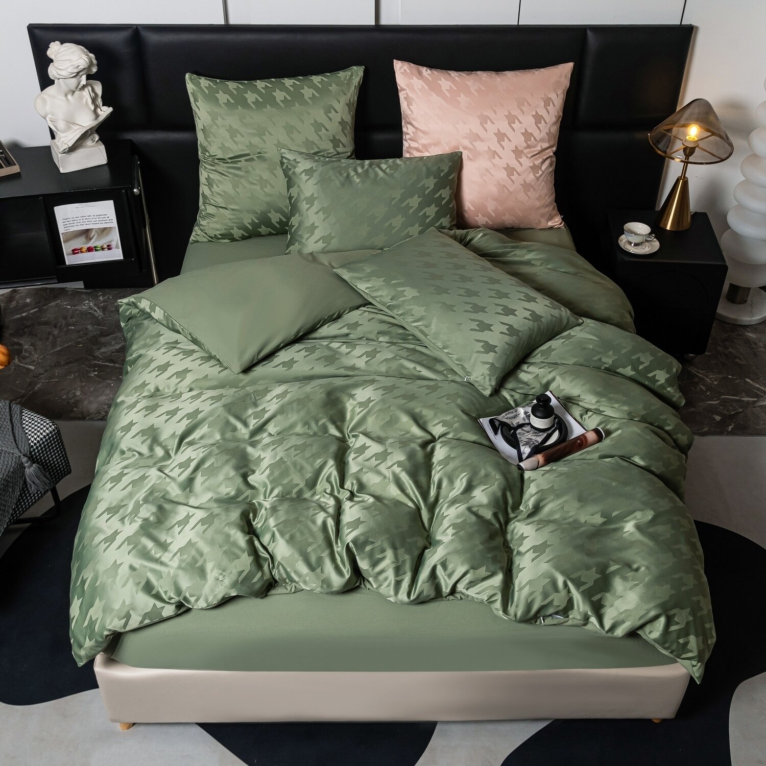 Комплект постельного белья Сатин Жаккард GC004 (1.5 спальный / 50-70 2 шт)