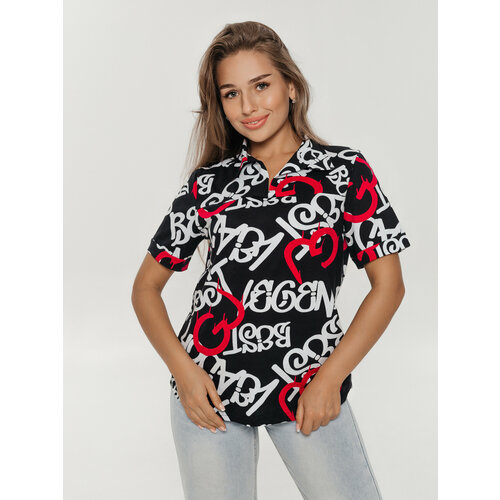 фото Футболка lovetex.store, размер 44, черный, красный