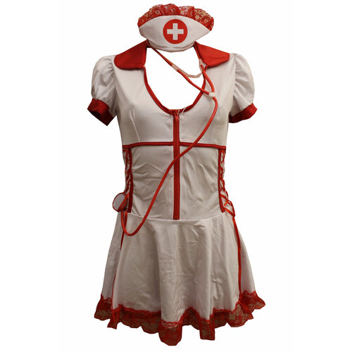 Карнавальные костюмы и аксессуары для праздника Медсестра белая кокетка женский LU1012 LUChinaMagSN 42-46рр UNI карнавальный набор медсестры