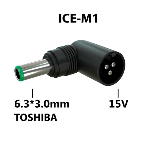 Коннектор адаптер переходник питания для ноутбуков TOSHIBA, ICEPAD ICE-M1, гнездо 3 pin 15V - штекер 6,3*3,0, угловой универсальный блок питания зарядка адаптер для ноутбука icepad ice90 90вт 10 коннекторов