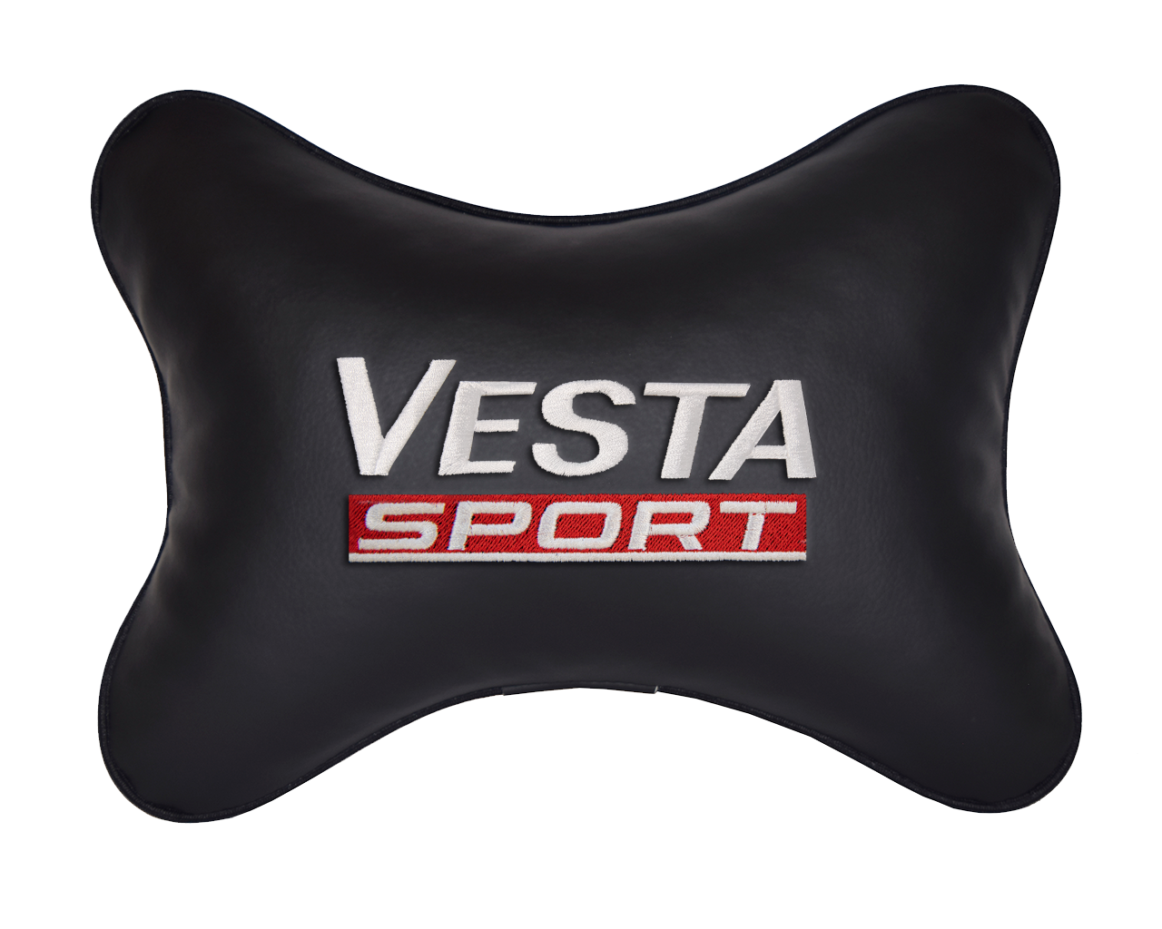 Подушка на подголовник экокожа Black с логотипом автомобиля LADA VESTA SPORT