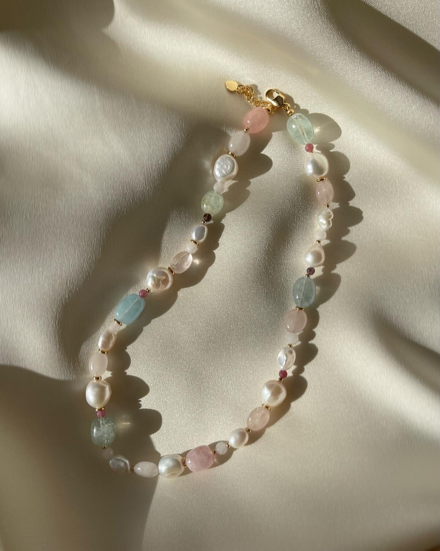 Колье Necklace beryll multicolor с жемчугом и бериллом — фото 1