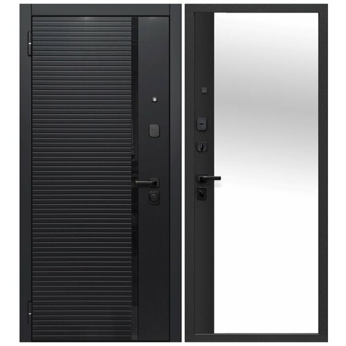 Входная дверь Ferroni Черное Зеркало (960мм) левая черный, серебристый, коричневый, серый