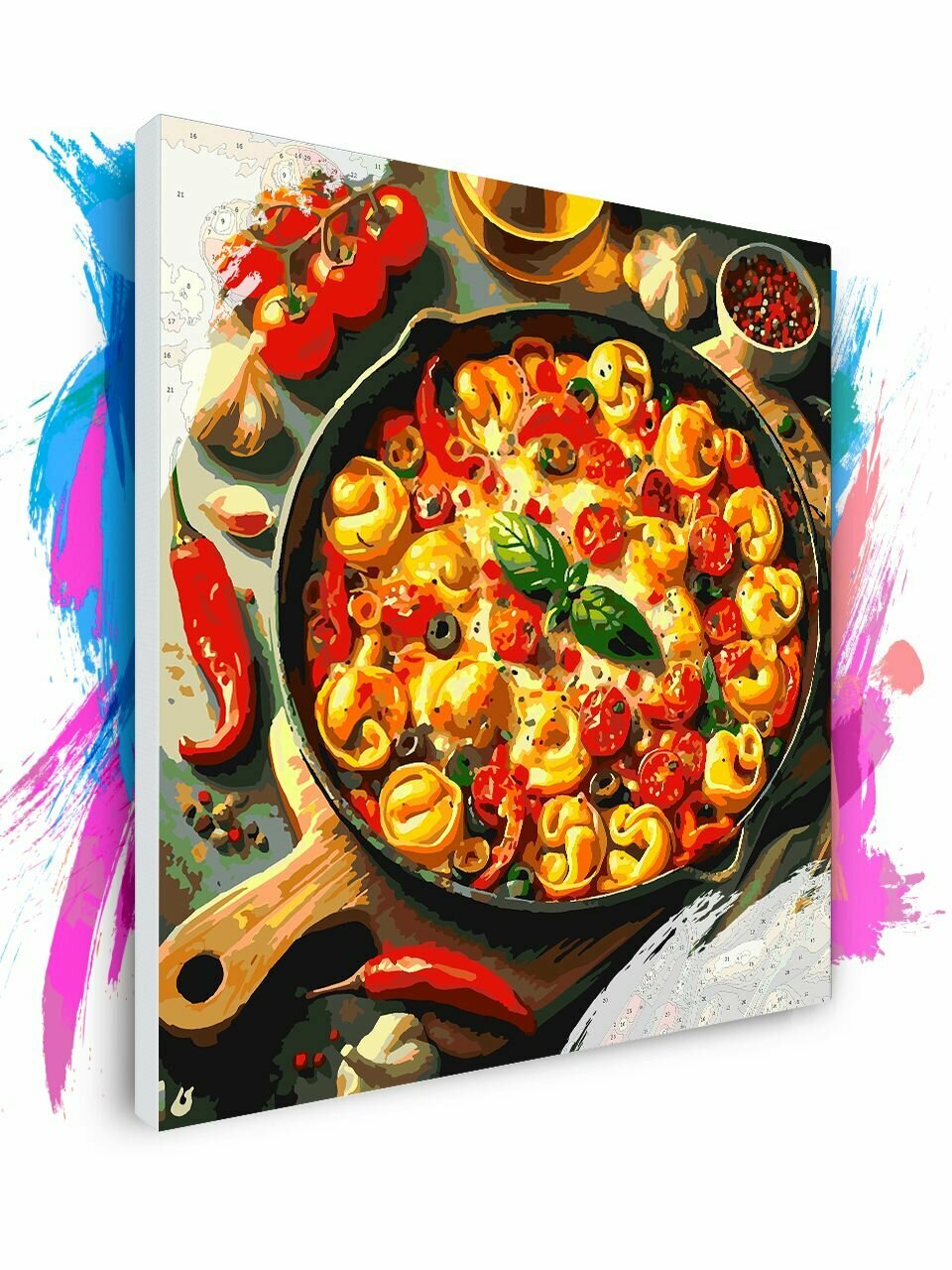 Картина по номерам на холсте Равиоли в сливочном соусе 100 х 100 см