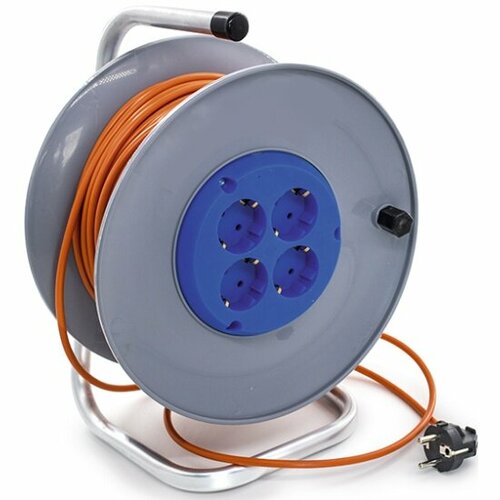 Удлинитель силовой на катушке Ремоколор 4 розетки пвс 2x075мм 10а 22квт бз 50м шт 89-0-153 2645₽