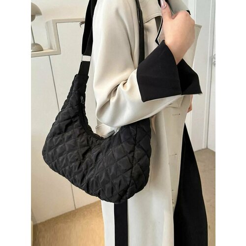 Сумка хобо Bertoldi, фактура стеганая, черный