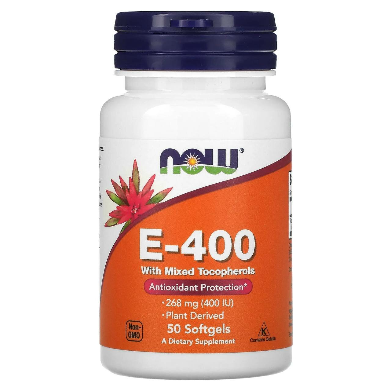 Картинки NOW E-400 Mix Tocopherol, Витамин Е-400 со смешанными токоферолами, 268 мг (400 МЕ), 50 капсул