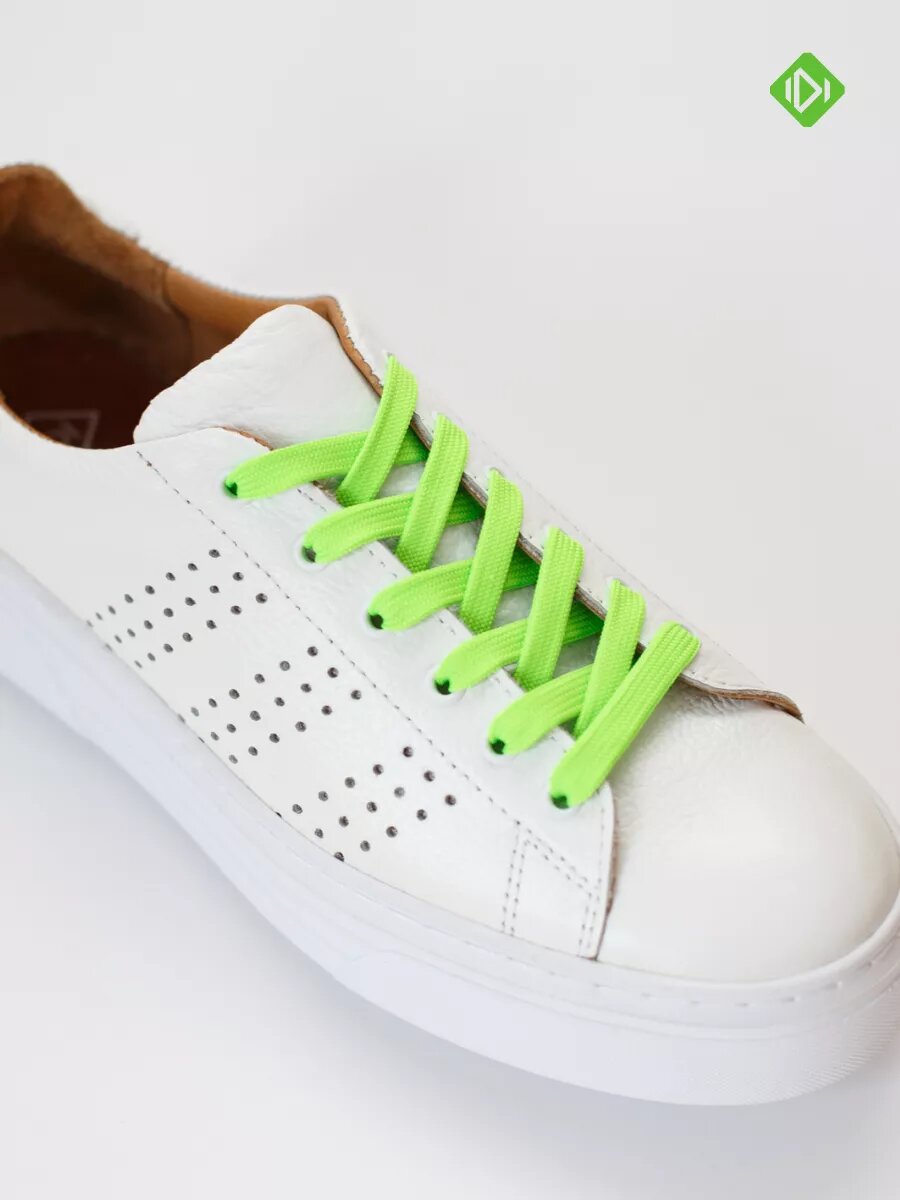 Шнурки IERDI для ботинок и берцев плоские, зеленые, длина 100см, диаметр 8мм — фото 1