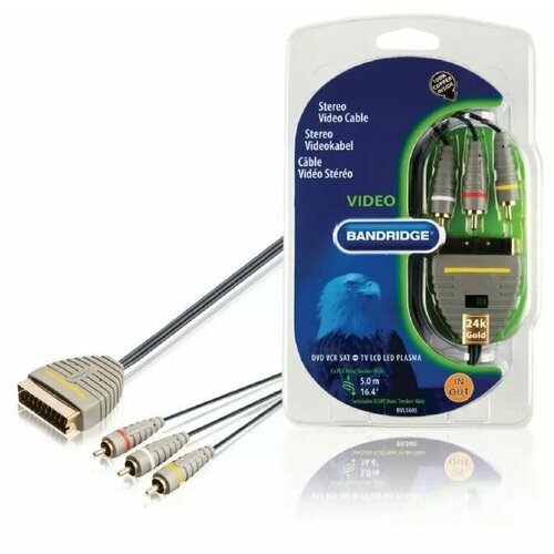 Шнур SCART lt- gt 3RCA с переключателем Bandridge BVL5602 20 метра 599₽