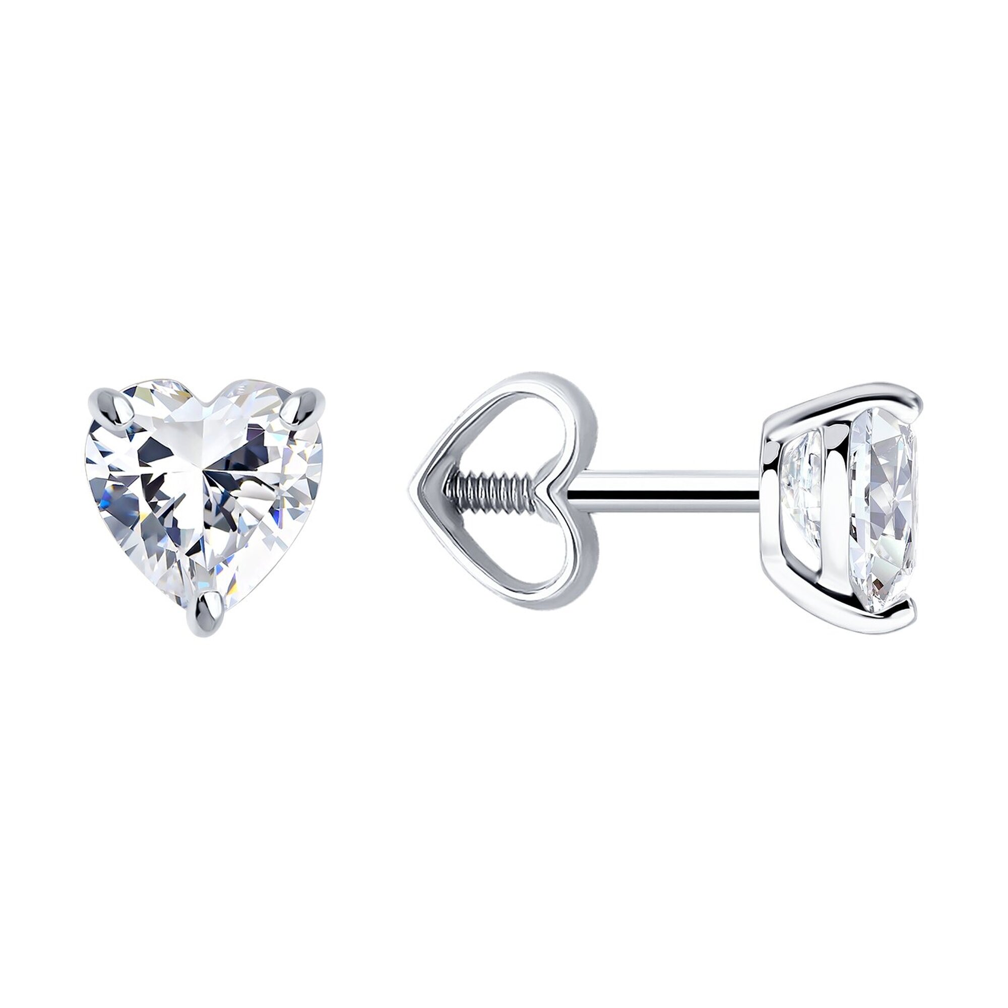 Серьги пусеты Diamant online, белое золото, 585 проба, фианит, , прозрачный