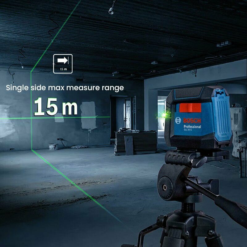 Изображение Лазерный нивелир Bosch GLL50G, зеленый луч, IP55, 2 линии, 15 м, с сумкой