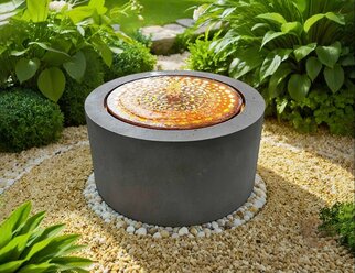 Декоративный садовый фонтан бахир, металл, с теплой белой LED подсветкой, 50х30 см, Kaemingk 893018