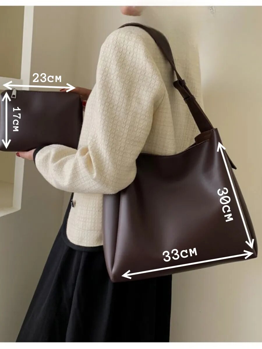 Сумка тоут , фактура гладкая, черный — фото 1