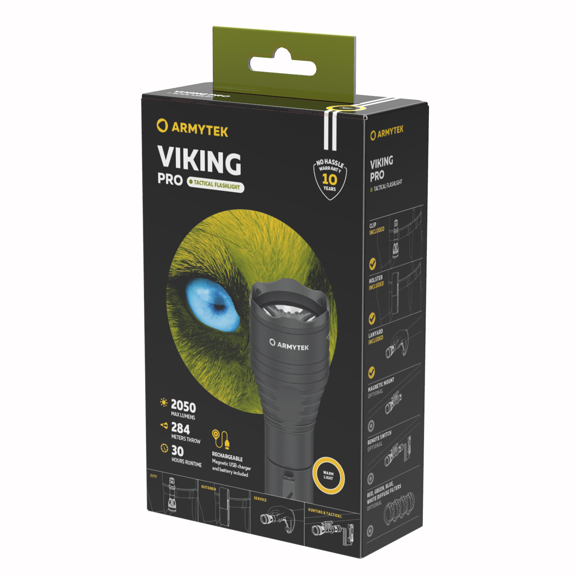 Фонарь Armytek Viking Pro, противоударный, водостойкий, теплый свет