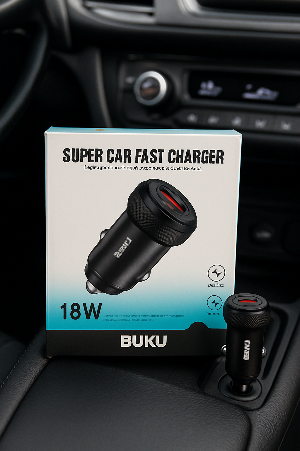 Автомобильное зарядное устройство BUKU 18W FAST CHARGER, USB, черный, быстрая зарядка для телефона
