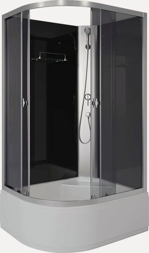 Изображение товара Душевая кабина Niagara Eco E100/80/40R/TN/BK стеклянная, 100x80, высокий поддон, открытая (без крыши), с сиденьем, без гидромассажа