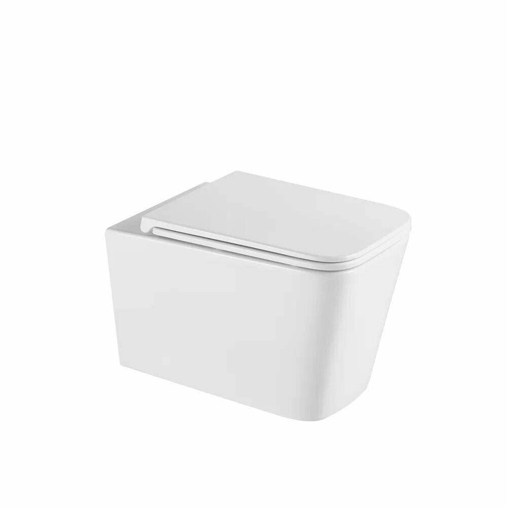 Унитаз подвесной Grossman GR-4441SQ с микролифтом безободковый прямоугольный без бачка фаянсовый антивсплеск белый