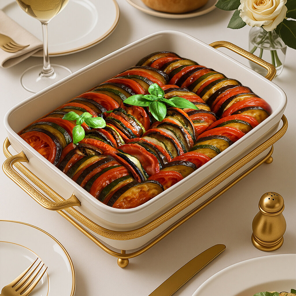 Блюдо сервировочное Прямоугольное фарфор на подставке