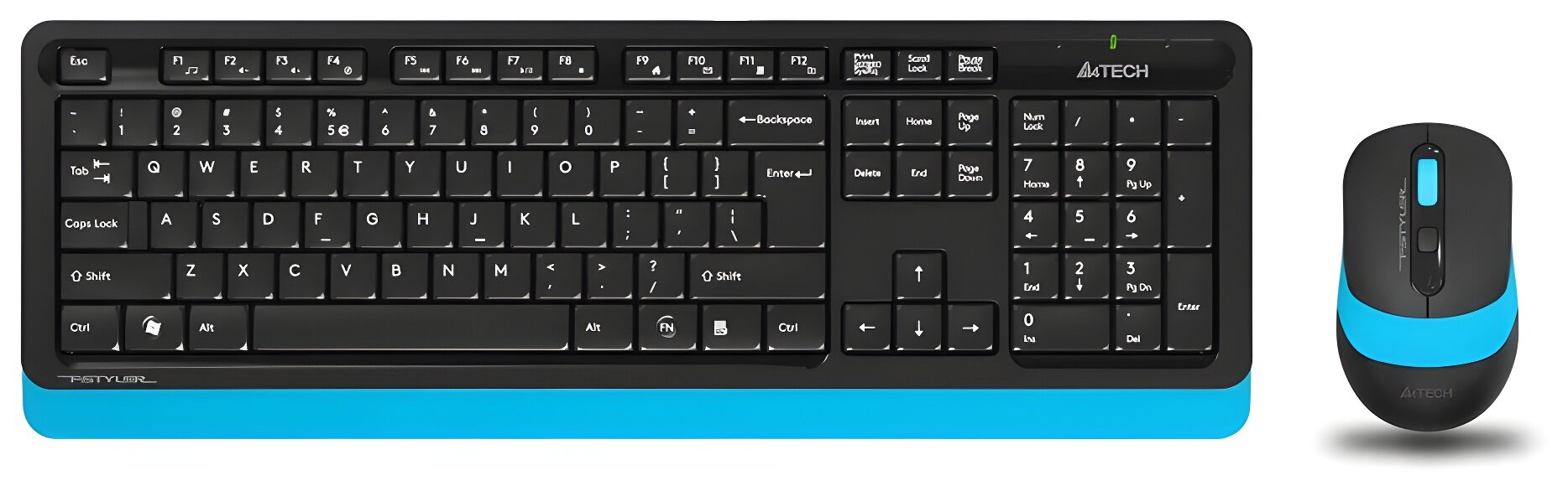 Беспроводная клавиатура и мышь A4Tech FG1010, цвет белый, 104 клавиши, 2000 dpi, радиус 15 м