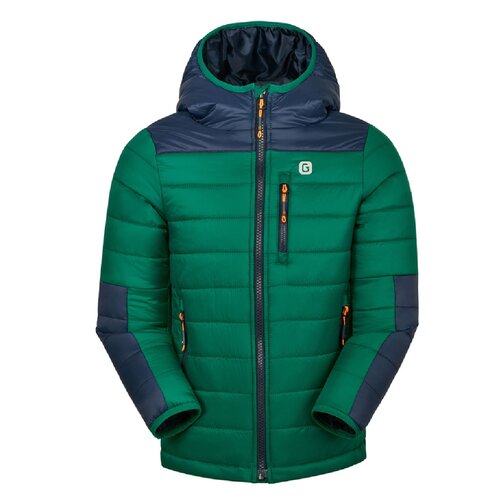 Куртка GUSTI демисезонная, средней длины, капюшон, карманы, водонепроницаемая, несъемный капюшон, светоотражающие элементы, несъемный мех, размер 7/122, зеленый
