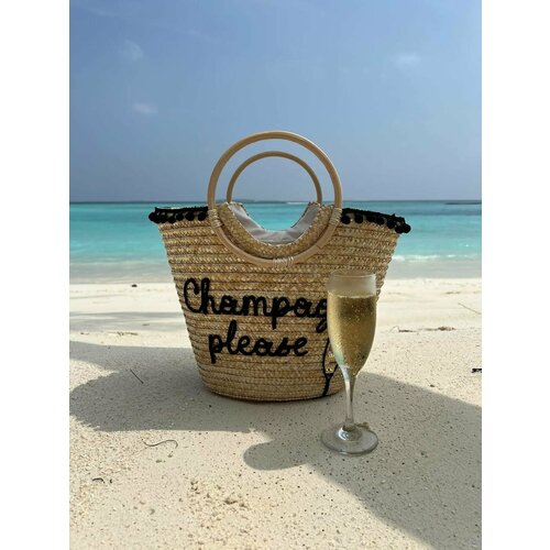 Сумка MYARI, солома, внутренний карман, бежевый