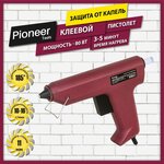 Клеевой пистолет Pioneer с защитой от капель, 80 Вт / Термоклеевой пистолет для ремонта, отделочных работ и моделирования, 2 стержня в комплекте - изображение