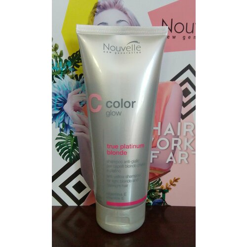 Nouvelle Color Glow True Platinum Blonde шампунь для нейтрализации желтых и золотистых оттенков200 ml