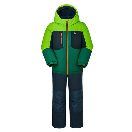 Комплект с полукомбинезоном GUSTI зимний, водонепроницаемый, карманы, несъемный капюшон, ветрозащита, светоотражающие элементы, манжеты, внутренний карман, подкладка, размер 10/140, зеленый