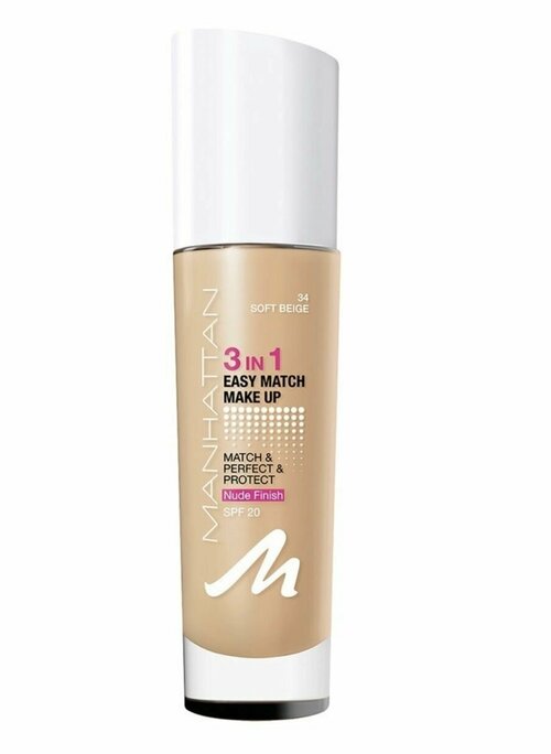 Manhattan easy match make up nude finish spf20 тон основа оттенок 34 soft beige