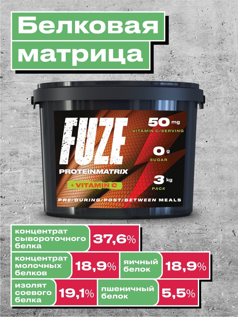 Мультикомпонентный Протеин Fuze Protein Matrix + Vitamin C, 3000 гр, молочный шоколад