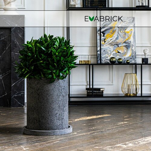 Кашпо / горшок для цветов Evabrick Cylinder 33 л полимербетон серый с поддоном