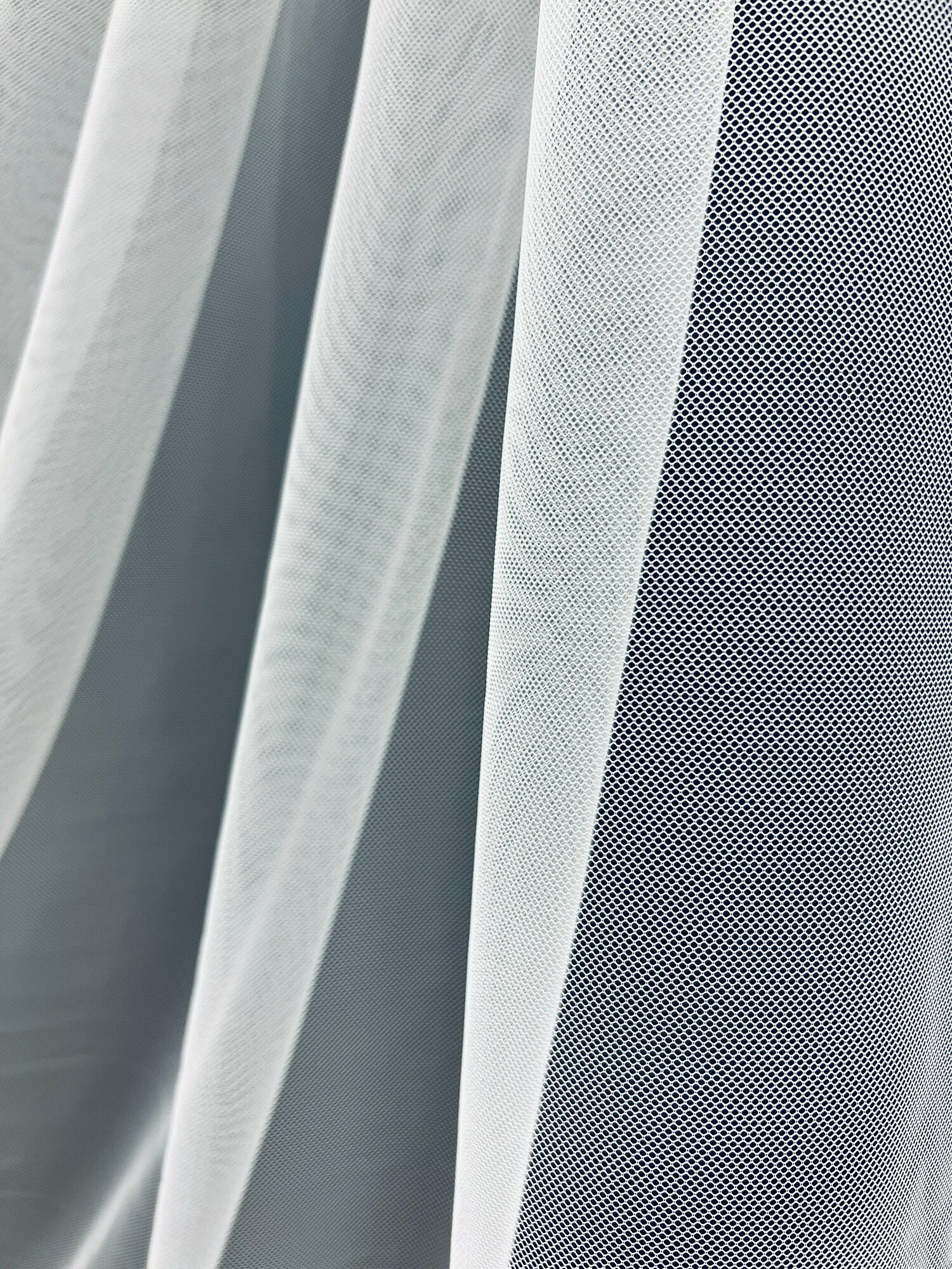 Тюль Грек Сетка, отрез ткани, шир. 200 см х выс. 300 см, цвет белый, с утяжелителем - фотография № 2