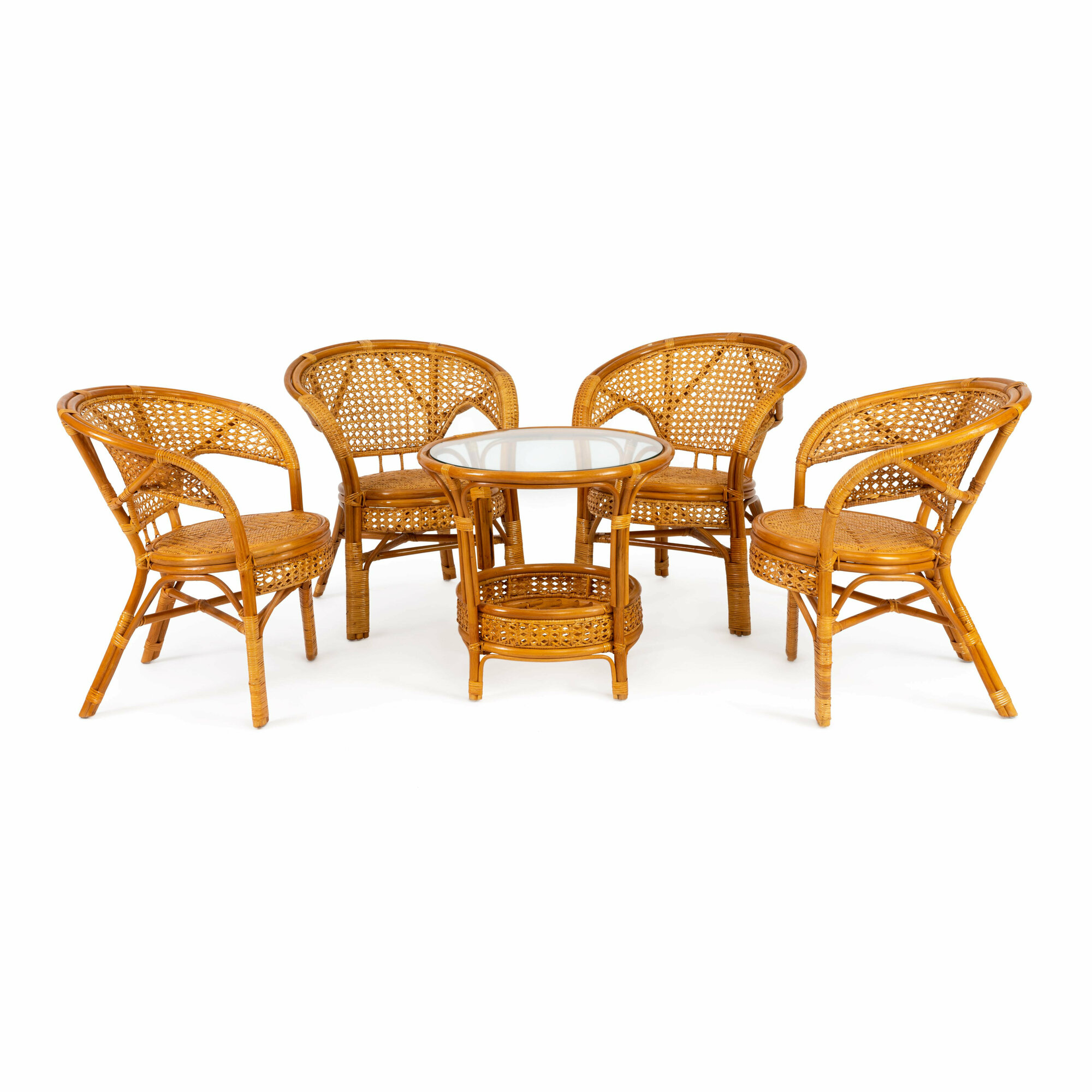 Комплект TetChair "PELANGI" 02/15 ( стол со стеклом + 4 кресла ) [без подушек] ротанг, Honey (мед) - фотография № 11