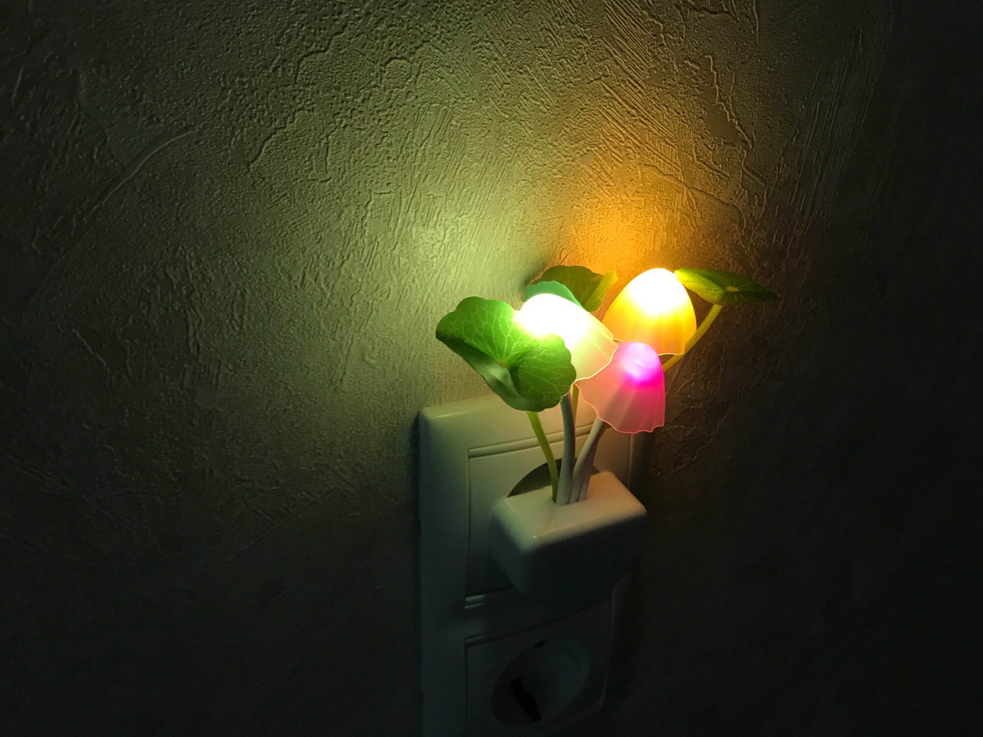 Ночник-светильник цветок с датчиком света в розетку Водные растения - фотография № 6