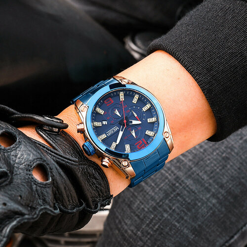 Наручные часы Megir Кварцевые мужские спортивные часы Megir водонепроницаемые с хронографом, черный