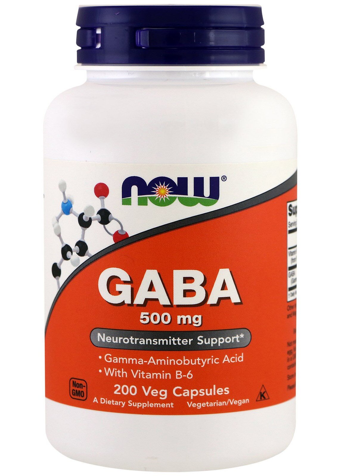 NOW GABA 500 mg + B-6 2 mg (200 вегетарианских капсул)