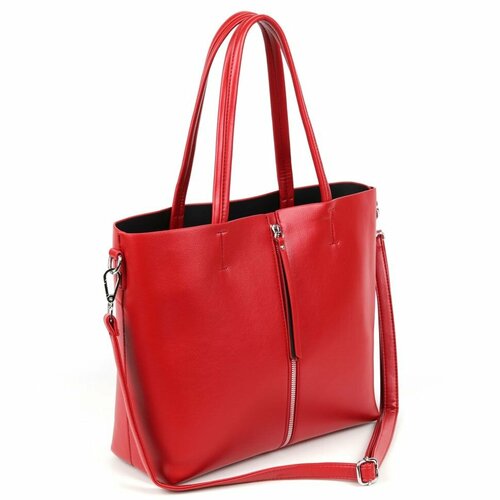 фото Сумка шоппер 5325-836 ред, фактура гладкая, красный piove