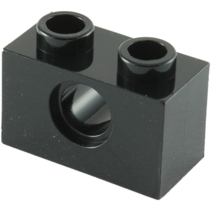 Деталь LEGO 370026 TECHNIC Кирпичик 1X2, R4.9 (черный) 50 шт.