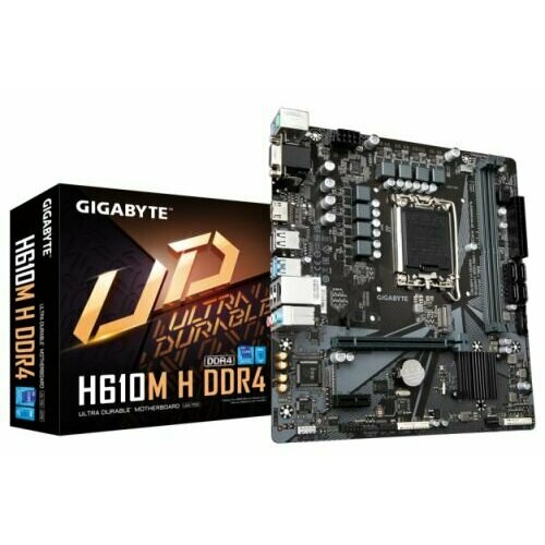 Материнская плата mATX GIGABYTE H610M H DDR4 LGA1700 H610 2DDR4 3200 4SATA 6G M2 2PCIE Glan HDMI D-Sub 2USB 32 4USB 20 834800₽
